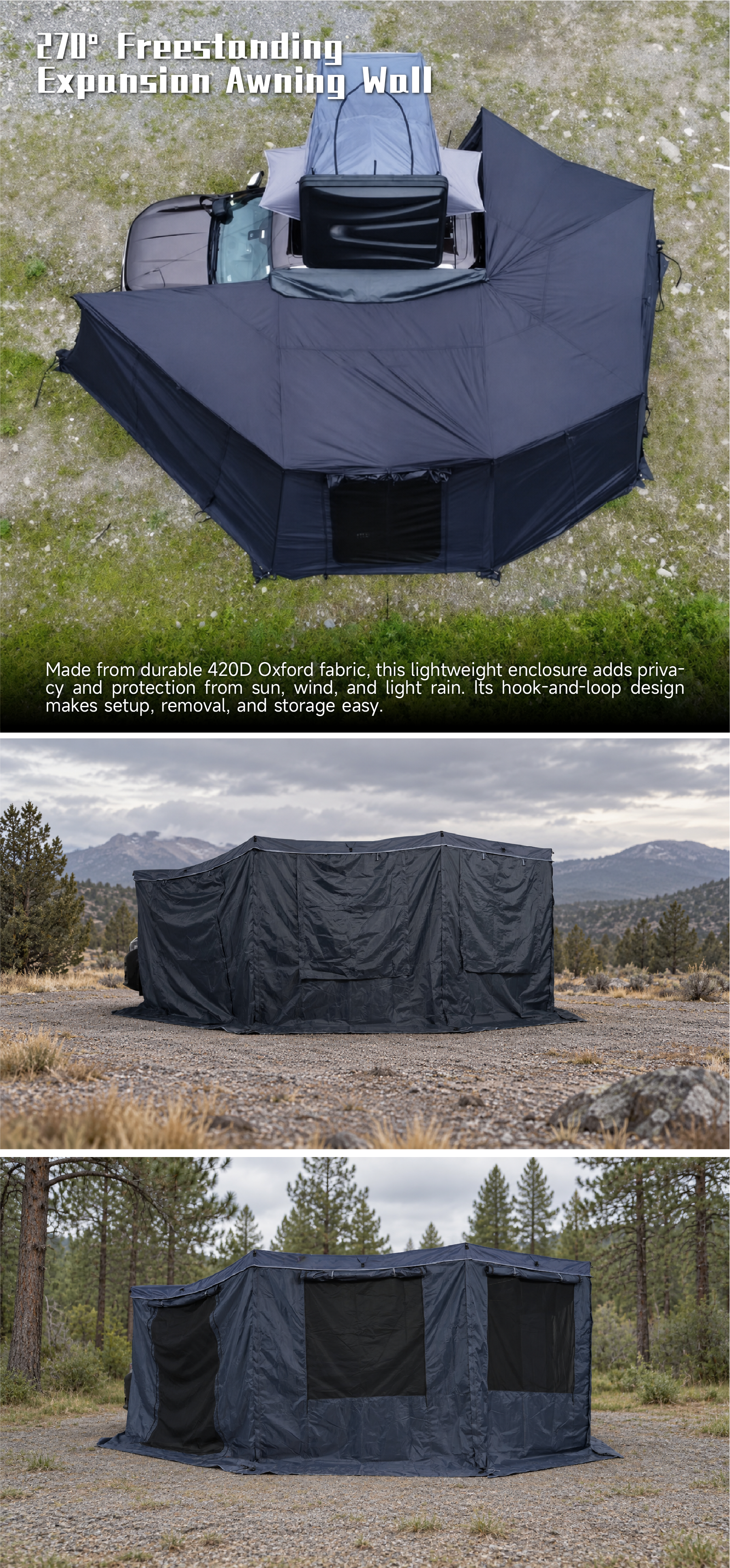 270° Freestanding Expansion Awning Enclosure — full specification
