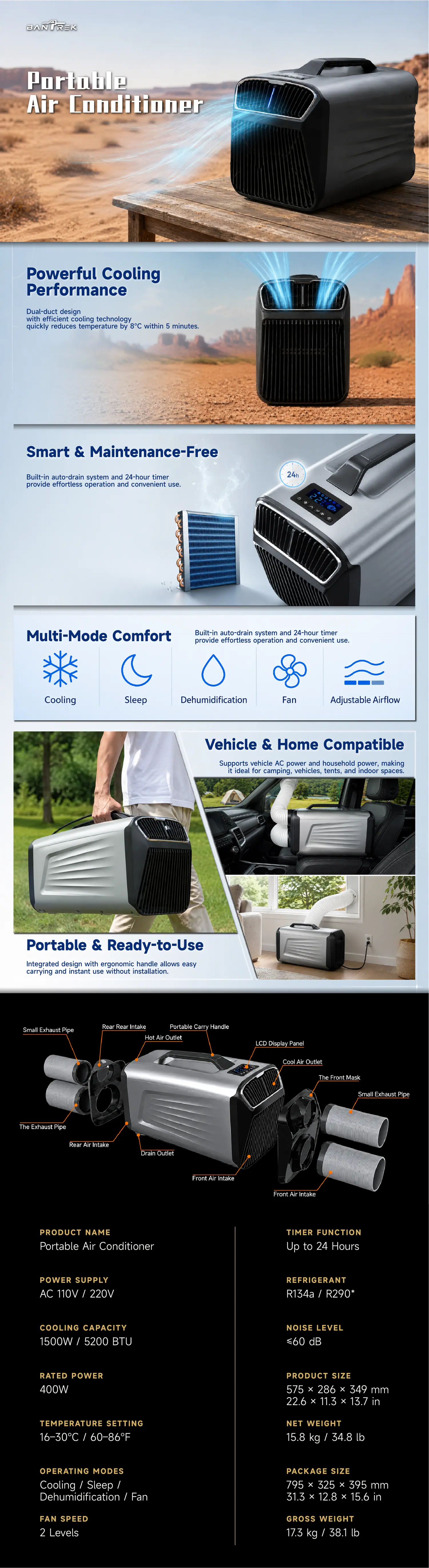 BANTREK portable air conditioner — full product overview