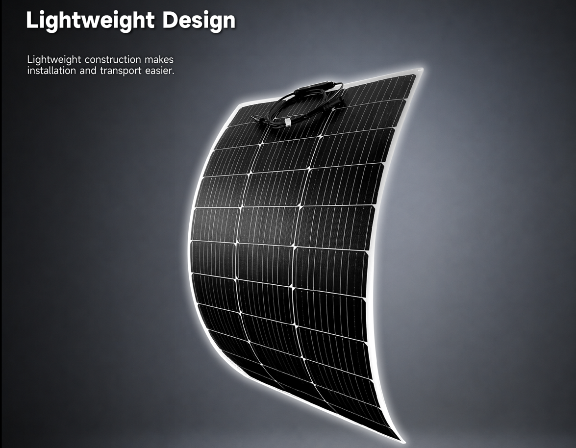 Lightweight design curved solar panel makes installation and transport easier