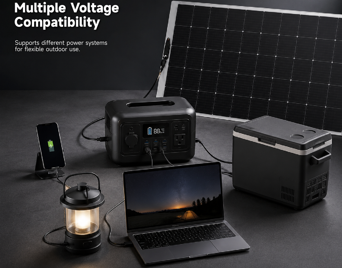 Multiple voltage compatibility supports different power systems for flexible outdoor use