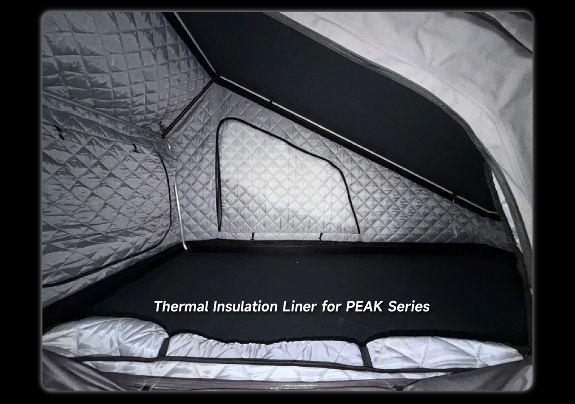Thermal insulation liner installed on PEAK Series tent-style camper interior