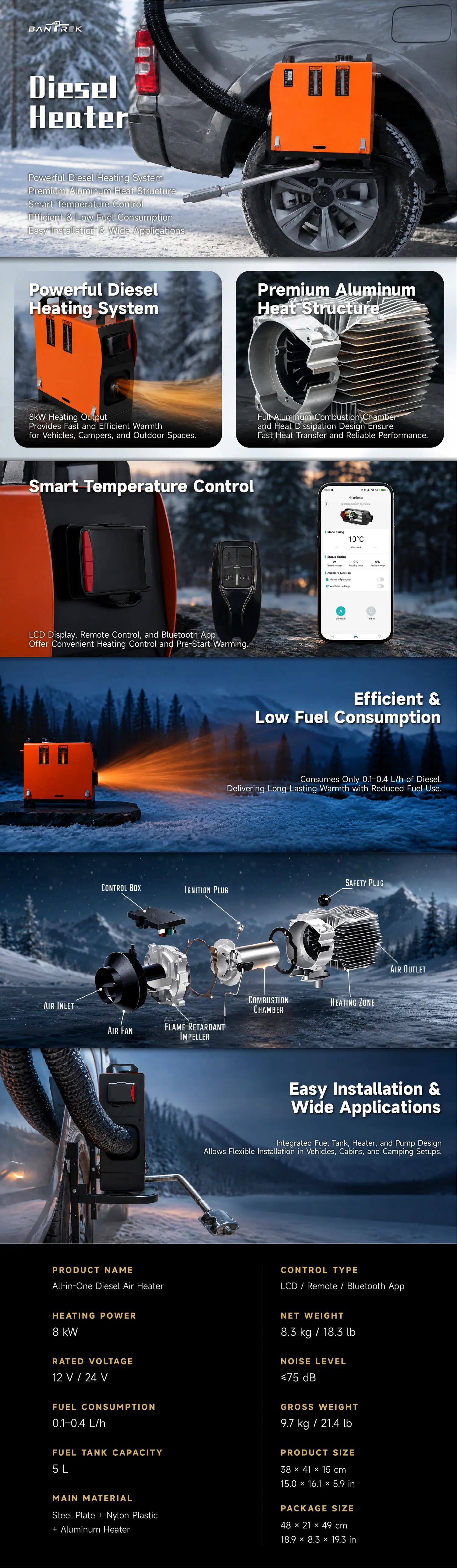 BANTREK portable diesel heater — full product overview