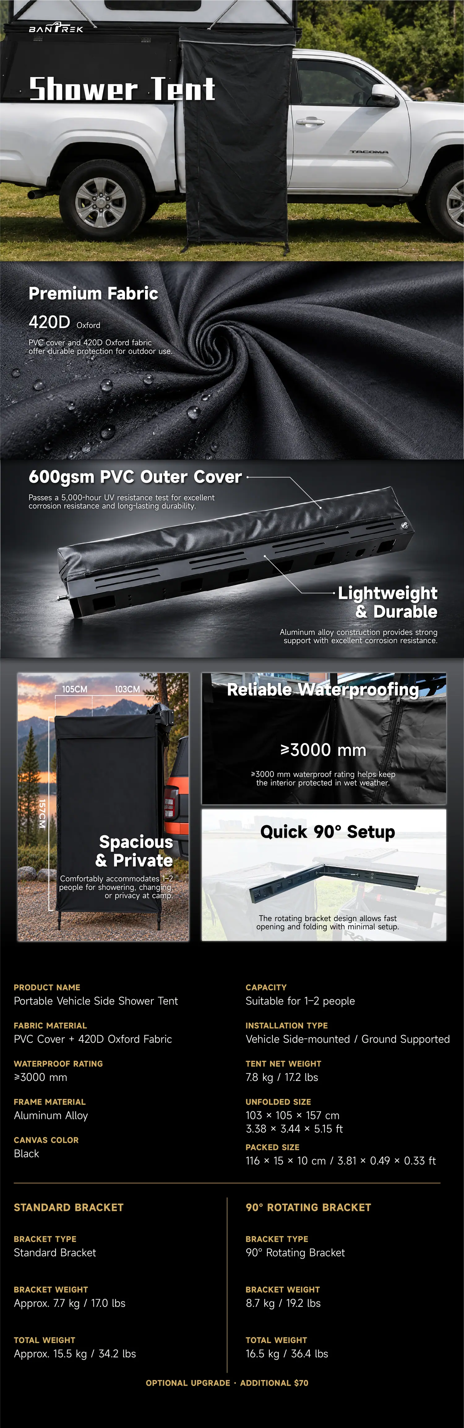 BANTREK shower tent — full product overview