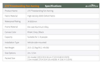 Basic 270°Freestanding Fan Awning-PVC