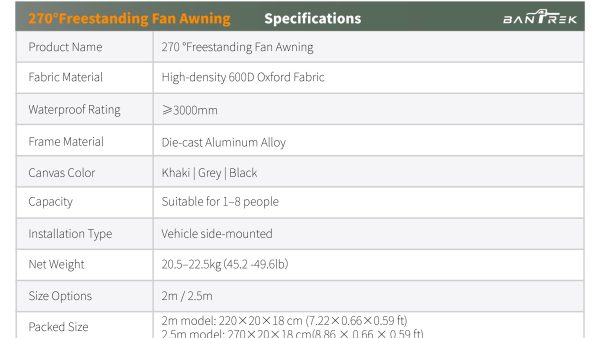 Basic 270°Freestanding Fan Awning-PVC