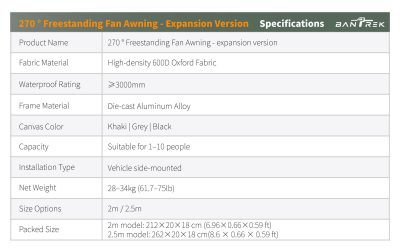 Expansion 270°Freestanding Fan Awning-PVC