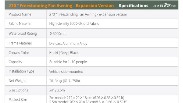 Expansion 270°Freestanding Fan Awning-PVC