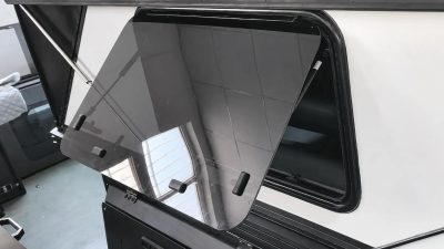 Two top-opening awning windows